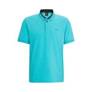 Boss Stretch-cotton polo shirt with 3D-stripe collar