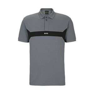 Boss Cotton-piqué polo shirt with colour-blocking and logo