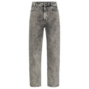 HUGO Loose-fit jeans in bleach-wash black rigid denim