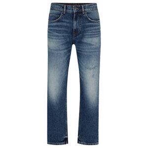 HUGO Loose-fit jeans in vintage-washed comfort-stretch denim