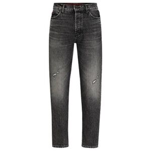 HUGO Tapered-fit jeans in black rigid denim