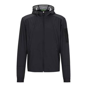 Boss Mixed-material hooded jacket with patterned trims