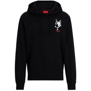 HUGO Relaxed-fit hoodie in French terry with dog artwork