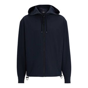 Boss Zip-up relaxed-fit hooded shirt in stretch fabric