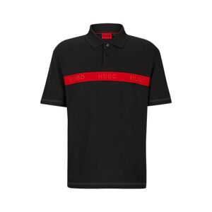 HUGO Cotton-blend polo shirt with red logo tape