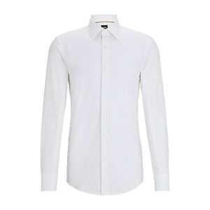 Boss Slim-fit shirt in cotton with signature-stripe trim