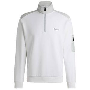 Boss Cotton-blend zip-neck sweatshirt with 3D-moulded logo