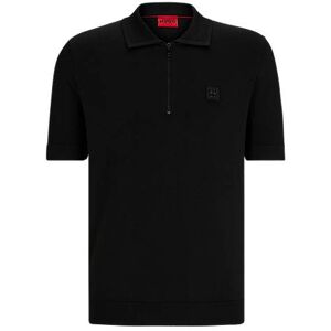 HUGO Zip-neck polo shirt with stacked logo