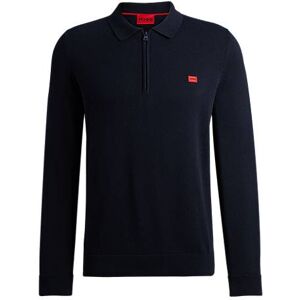 HUGO Zip-neck cotton sweater with red logo label