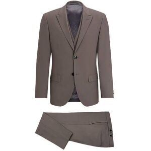 HUGO Three-piece slim-fit suit with double-breasted waistcoat