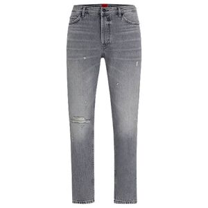 HUGO Tapered-fit regular-rise jeans in grey denim