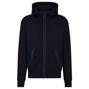 Boss Cotton-terry zip-up hoodie with logo patch
