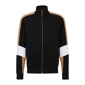 Boss Cotton-blend zip-up sweatshirt with colour-blocking