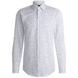 Boss Slim-fit shirt in floral-print cotton dobby