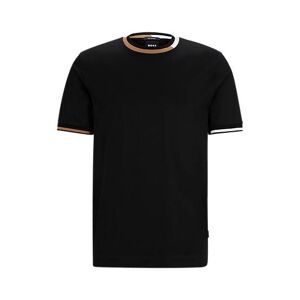 Boss Mercerised-cotton T-shirt with signature-stripe details