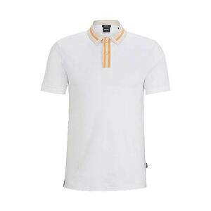 Boss Mercerised-cotton slim-fit polo shirt with contrast stripes
