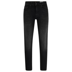 Boss Tapered-fit jeans in black super-stretch denim