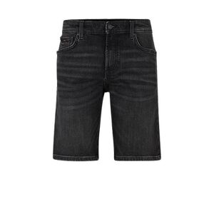 Boss Regular-fit shorts in black comfort-stretch denim