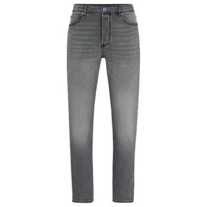 HUGO Tapered-fit jeans in grey stretch denim