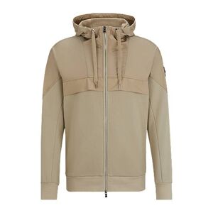 Boss Regular-fit zip-up hoodie in mixed materials