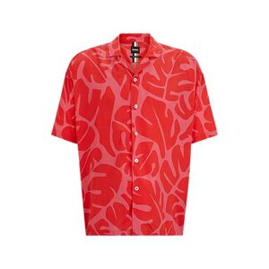 Boss Relaxed-fit shirt in seasonal print with camp collar