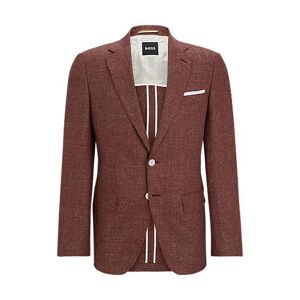 Boss Slim-fit jacket in patterned virgin wool and linen