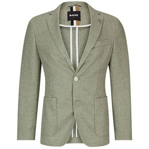 Boss Slim-fit jacket in a micro-patterned linen blend