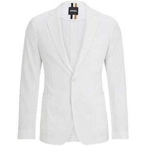 Boss Slim-fit jacket in cotton-blend seersucker