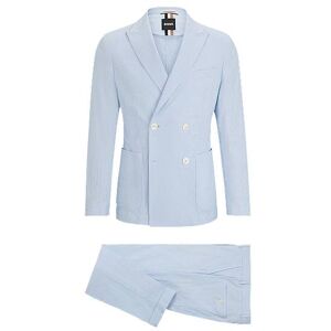 Boss Slim-fit suit in striped stretch-cotton seersucker