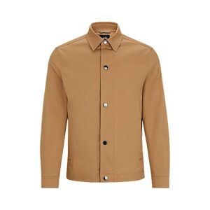 Boss Relaxed-fit jacket in stretch cotton with press studs