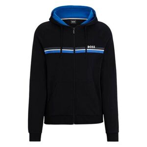 Boss Cotton-terry zip-up hoodie with stripes and logo