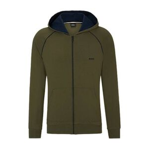 Boss Zip-up hoodie in stretch cotton with embroidered logo