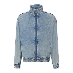 HUGO Zip-up jacket in light-blue washed denim