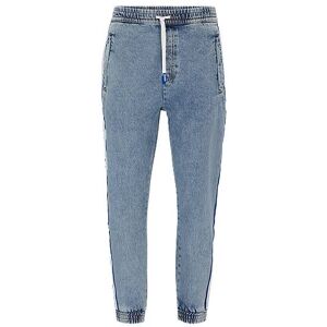 HUGO Tapered-fit cuffed jeans with logo-tape trims