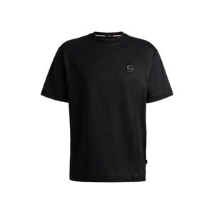 Boss Oversized-fit mercerised-cotton T-shirt with double monogram