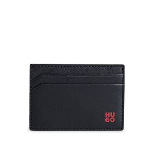 HUGO Nappa-leather card holder with stacked logo