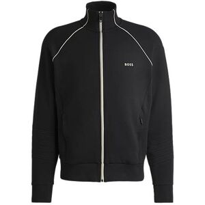 Boss Stretch-cotton zip-up sweatshirt with piping and branding