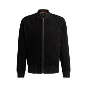 Boss Suede bomber jacket with ribbed trims