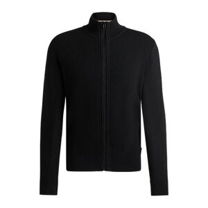 Boss Zip-up cardigan in virgin wool with mixed structures