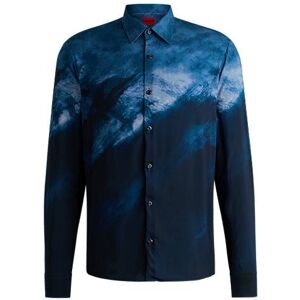 HUGO Slim-fit shirt in abstract-print poplin