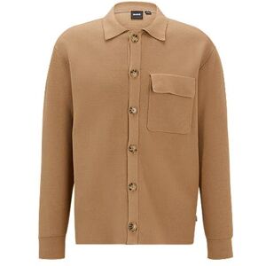 Boss Relaxed-fit knitted overshirt in cotton