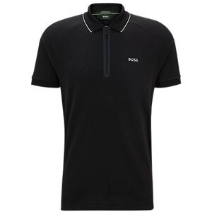 Boss Structured-cotton polo shirt with contrast logo