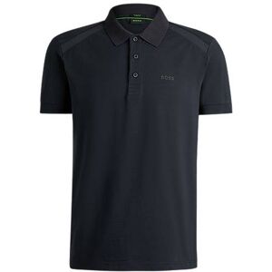 Boss Stretch-cotton polo shirt with striped tape inserts