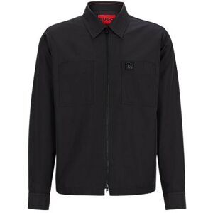 HUGO Oversized-fit zip-up shirt jacket with metal logo detail