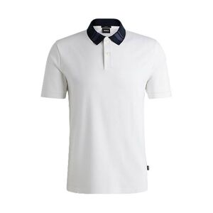 Boss Mercerised-cotton slim-fit polo shirt with collar stripes