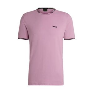 Boss Stretch-cotton T-shirt with stripes and logo