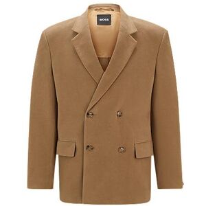 Boss Relaxed-fit double-breasted jacket in cotton twill