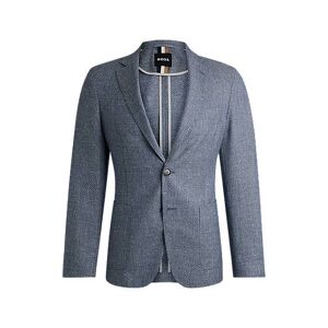 Boss Slim-fit jacket in patterned virgin wool and linen