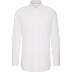 Seidensticker Men's Business Shirt, Non-Iron Shirt with Straight Cut, Regular Fit, Long Sleeves, Kent Collar, Chest Pocket, 100% Cotton (Regular Bügelfrei) White (01 white) plain, size: 53