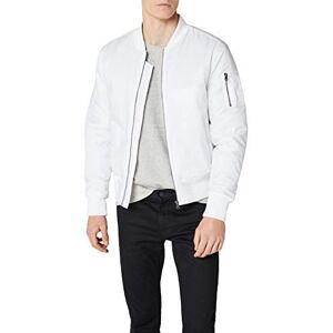 Urban Classics Men's Basic Bomber Jacket with Patch Pocket and Zip on Arm (Basic Bomber Jacket) White (white 220) Plain, size: l